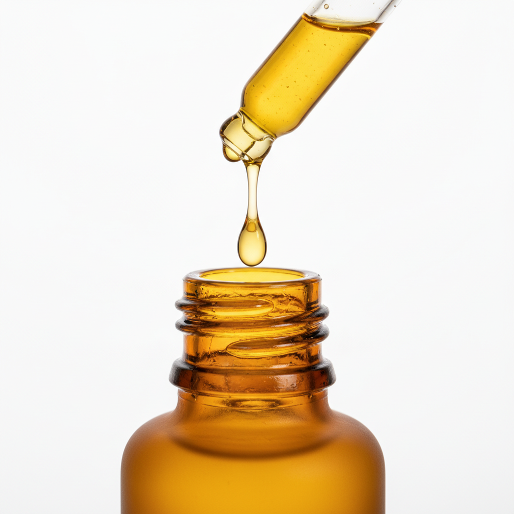 CBD olie druppels vallen uit glazen pipet - hoge kwaliteit cannabidiol olie